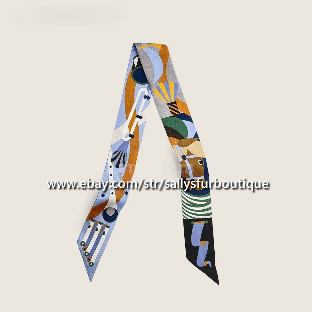 Sciarpa Seta Twill Multifunzione Cravatta/fascia Per Capelli In Seta Twill Stampata Sallys - 86x5 Cm, Multi Uso, Vintage, Handmade Cravatta Seta - Foto 2