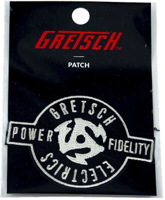 922-4577-000 Gretsch Power & Fidelity 45RPM Record Guitar Logo Iron On Patch 