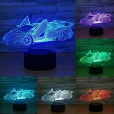 3D Acrylic LED Racing Running Car Night Light Touch Table Desk Lamp Toy Gift