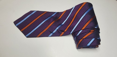 Jos A Bank Silk Necktie Purple Signature Collection Multicolor Stripes Men's Tie - Picture 5 of 8