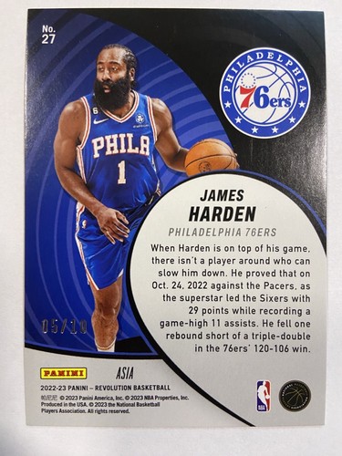 2022-23 Revolution Vortex James Harden #27 Asia Holo Gold /10 - Imagen 2 de 3