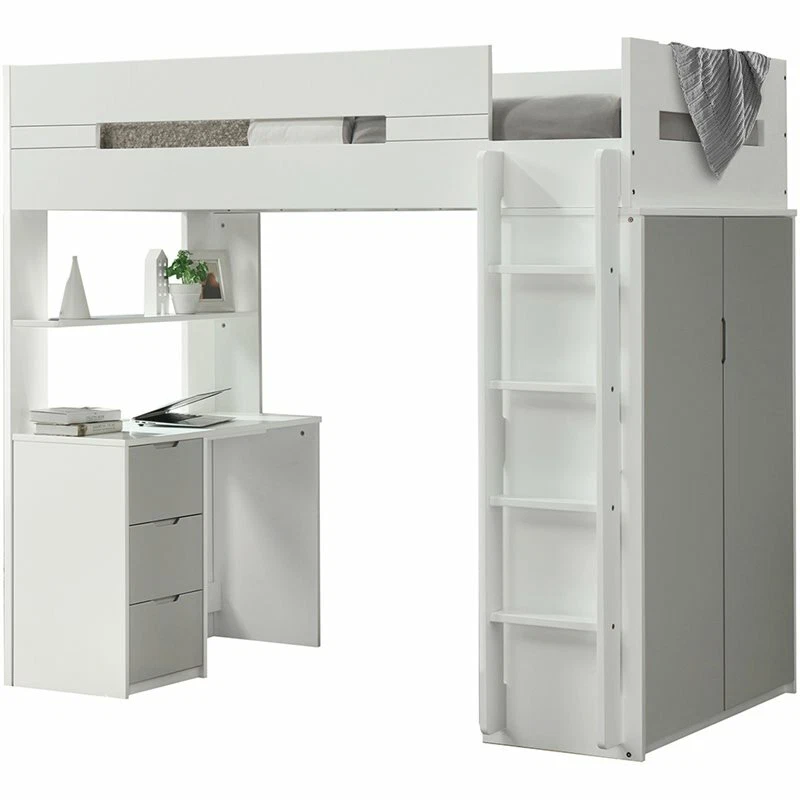 ACME Nerice Twin Storage Loft Bed in White and Gray eBay