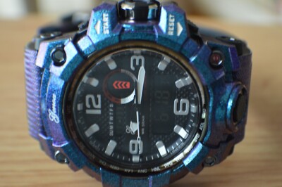 Genoa Japanese Movement Purple / Blue Multi-Function Watch with Silicon Strap