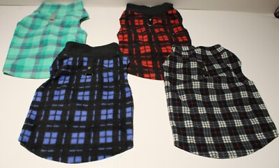 Born to be Loved Dog Sweaters Clothes Fleece Pullover Plaid 11.5'' Back 4pk