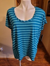 A.N.A. Womens Top Turquoise Stripe Top. XL NWT