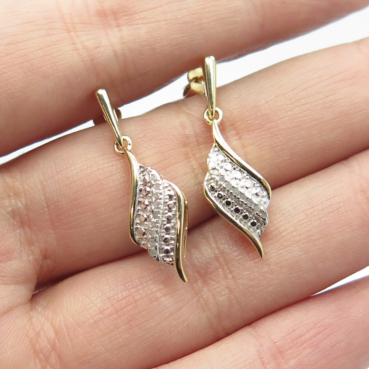 HAN 925 Sterling Silver Gold Plated Real Round-Cut Diamond