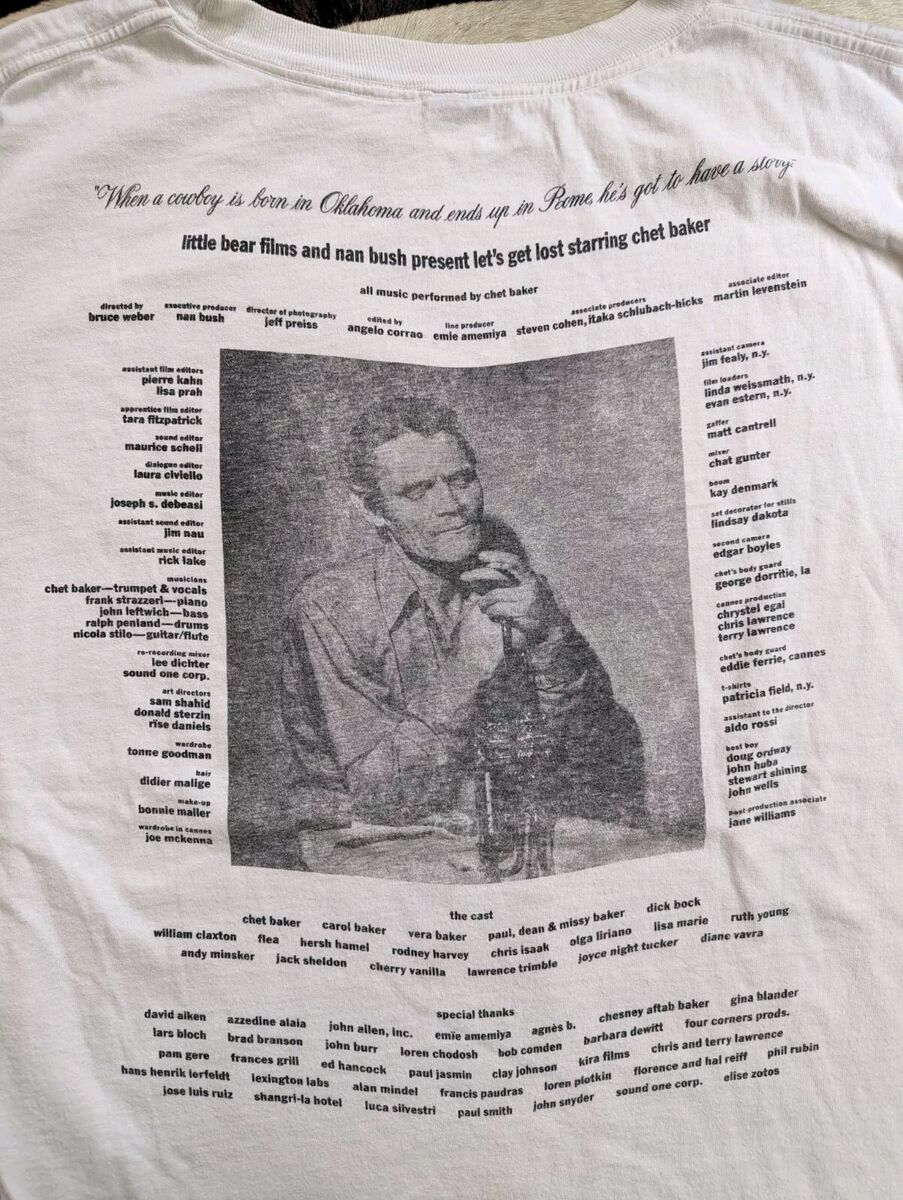 Rare 80s Vintage Bruce Weber Lets Get Lost Shirt Chet Baker Rare 80s Vintage Bruce Weber Lets Get Lost Shirt Chet Baker