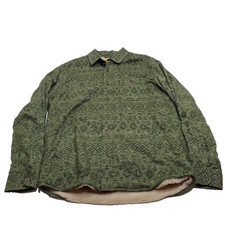Red Camel Olive Colored Native Theme Faux Fleece Lined Long Sleve Button Up Coat