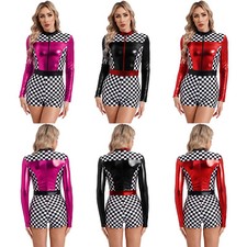 Damen Rennfahrer Kostüm Halloween Uniform Fasching Overall Stehkragen Jumpsuit