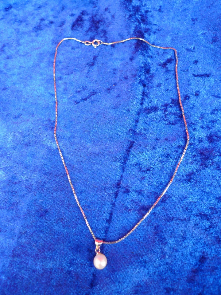 Collana Elegante Con Ciondolo, Argento 835 Con Perla - Immagine 3 di 3