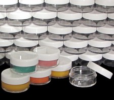 Plastic Cosmetic Jars Empty Beauty Lip Containers White Lid 10 Gram Ml 50 5066