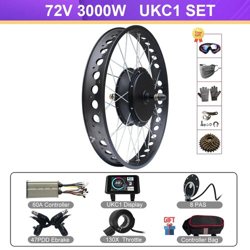 72V 3000W Snow Electric Bike Conversion Kit Wheel Hub Motor Dropout 170mm/190mm - Picture 9 of 20