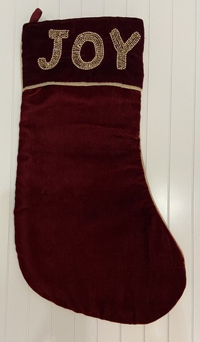 4pc RED TAHARI LUXURY BEADED CHRISTMAS STOCKINGS LOVE JOY HOPE NOEL Velvet 22" - Picture 6 of 7