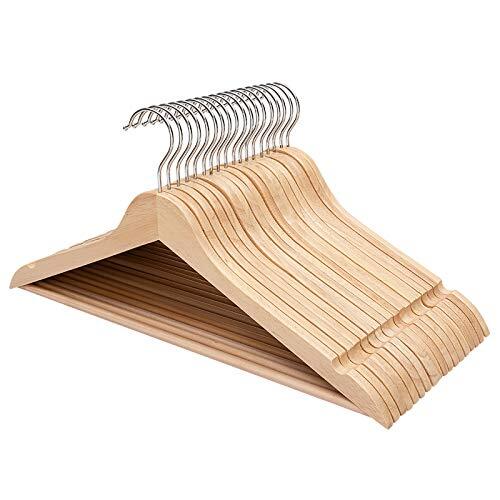 Pack Perchas Madera Perchas Madera con Gancho Giratorio 360° y Muescas, 20 Naturales - Imagen 1 de 6