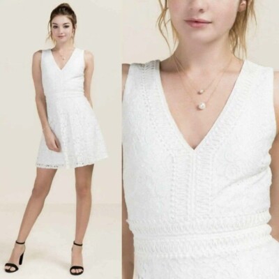 Francesca's Malinda Ivory Lace A-line Lined  US Women's Size S Dress