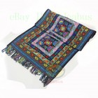 19.5" x 59" Cotton Linen blend Table Runner Yi Minority Embroidery Floral design