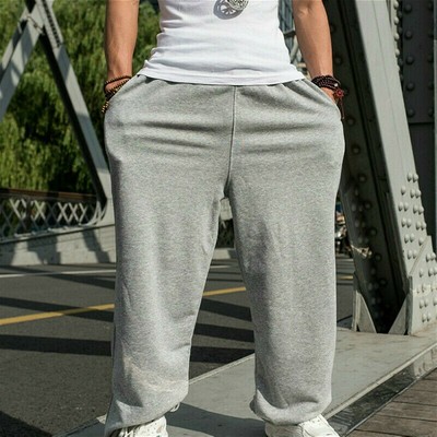 Uomo Vestibilità Larga Pantaloni Hip Hop SPORTS Casual Tuta Elastico Vita |  eBay