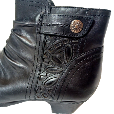 Rockport Womens Brynn Panel Leather Bootie Black Leather Size 7M