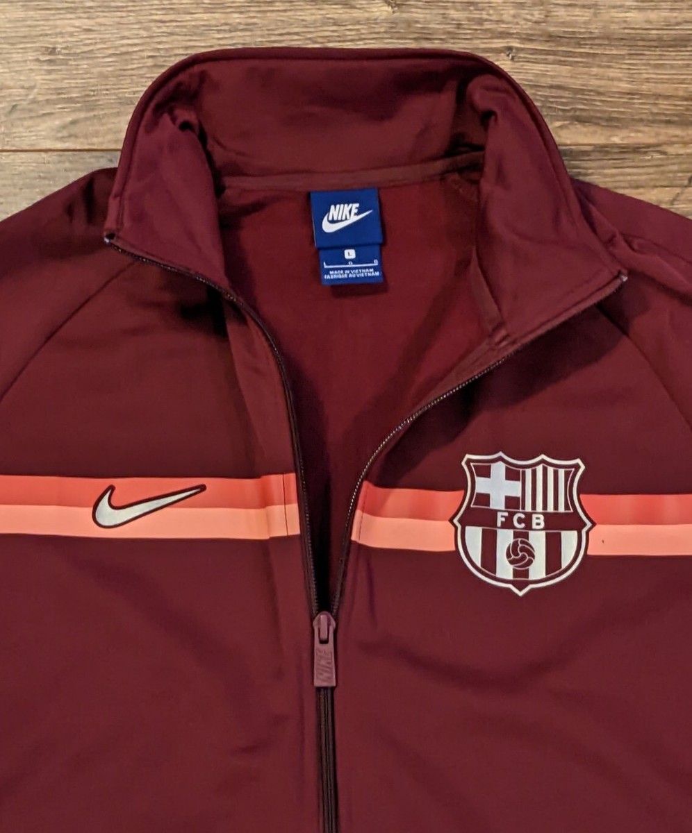 Nike FCB FC Barcelona Burgundy Full Zip Graphic Track Jacket - L