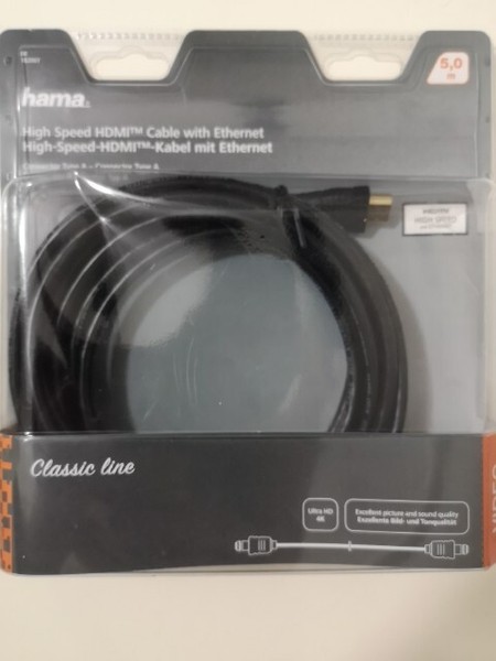 Hama Classic Line Hdmi-Anschlusskabel 2.0B Standard M/M 5M 4K Uhd Ethernet 24K-image