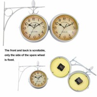 Weiß Antik Wanduhr Doppelseitig Bahnhofsuhr KüChenuhr Retro Look De