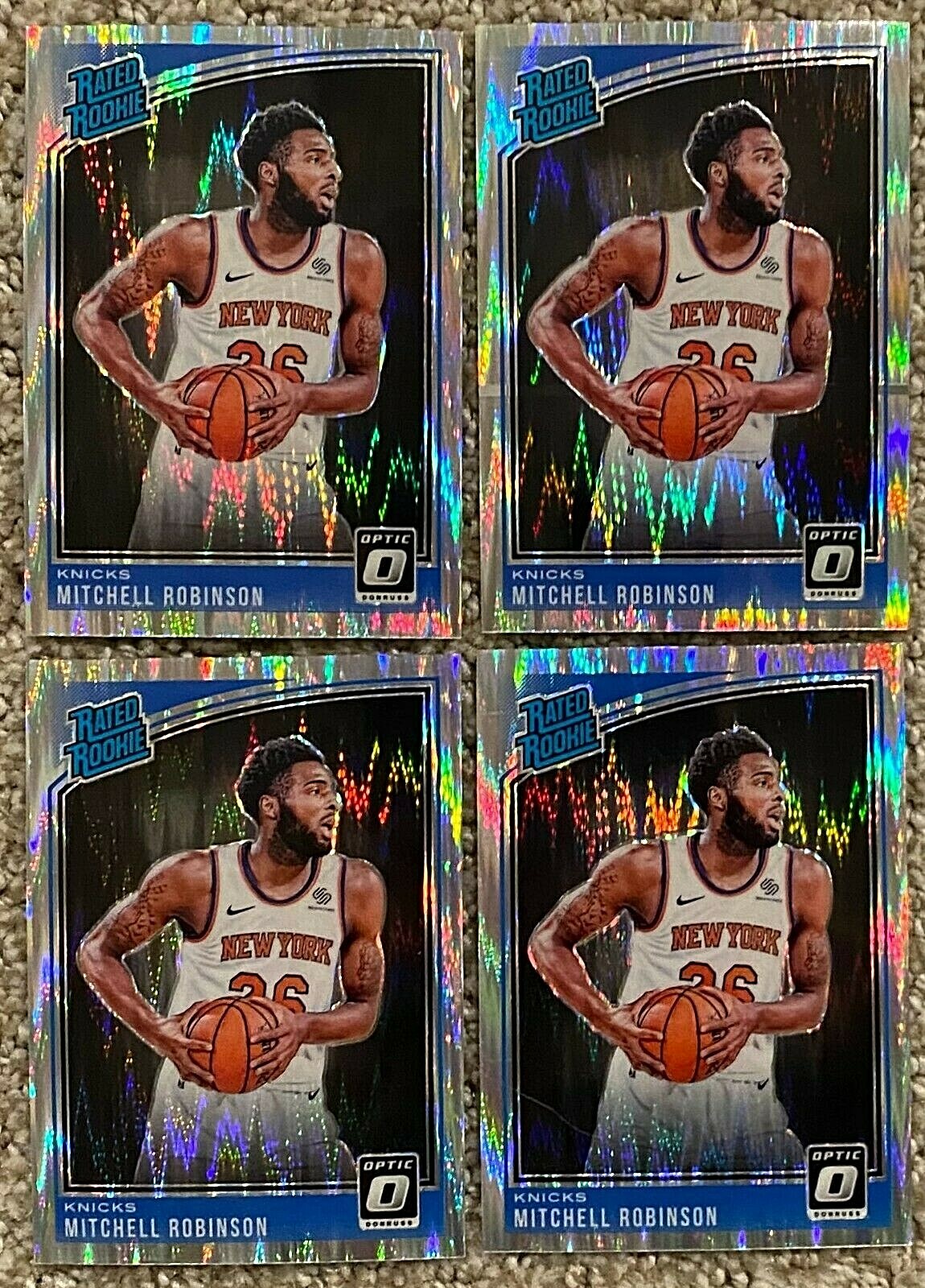 4 card 2018 Panini Optic Mitchell Robinson Silver Shock Holo Prizm RC #163