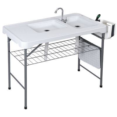 #ad Folding Fish Cleaning Cutting Table with Sink Fish Cleaning Kit for Picnic Patio $94.58