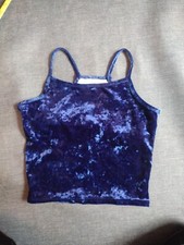 Body Wrappers Women's Blue Stretch Velvet Lined Dance Party Tank New Size Small