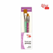 Rosa Studio Paint Brush Set N2 - FOR DECOR synthetic round and flat. 3 pieces...
