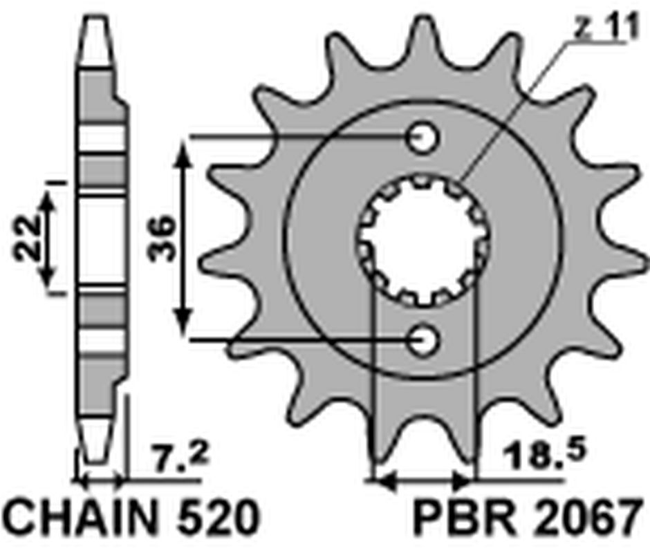 Pignon avant 14 dents moto Honda CRF 250L pignon sortie boite JTF1321.14 transmission 520
