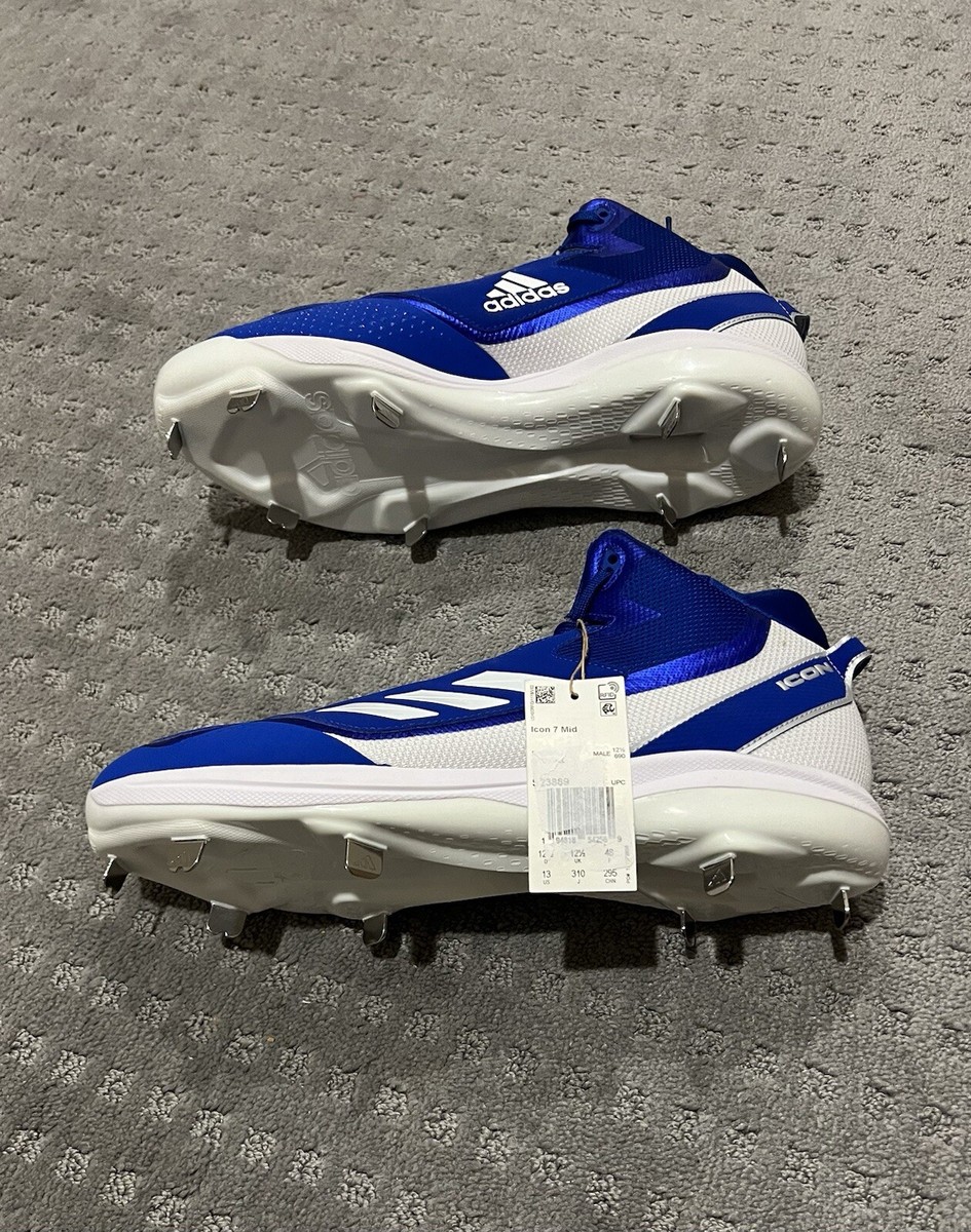 Adidas Mens Icon 7 Mid Metal Baseball Cleats Royal Blue White Size 14 NWOT adidas Icon 7 Mid Royal Blue for Sale | Authenticity  main image 4
