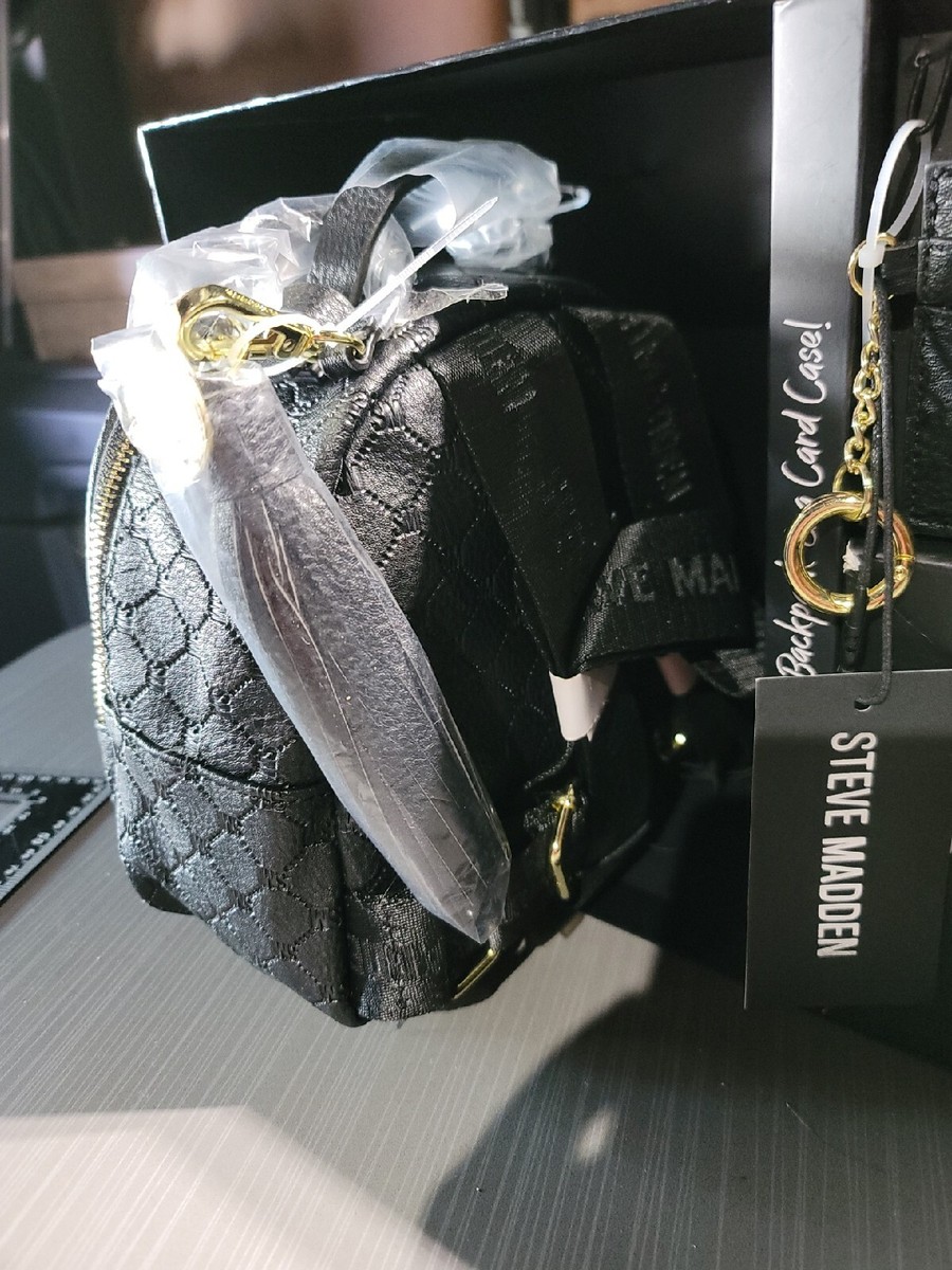 Steve Madden Black Backpack & Card Wallet Set New In Box | eBay