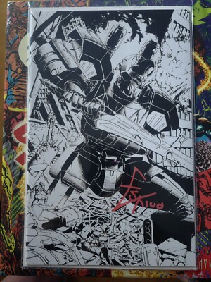Godzilla vs. Mighty Morphin Power Rangers #2 Signed Eskivo Black & White Virgin