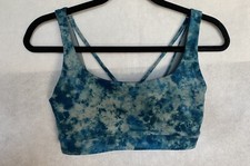 ATHLETA Size S A-C EXHALE Printed Teal Abstract Lined Sports Bra