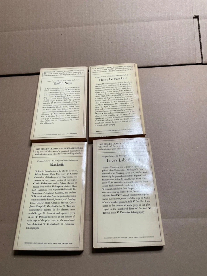 The Signet Classic William Shakespeare Vintage 4 Paperback (1960s) Foto 2 de 4