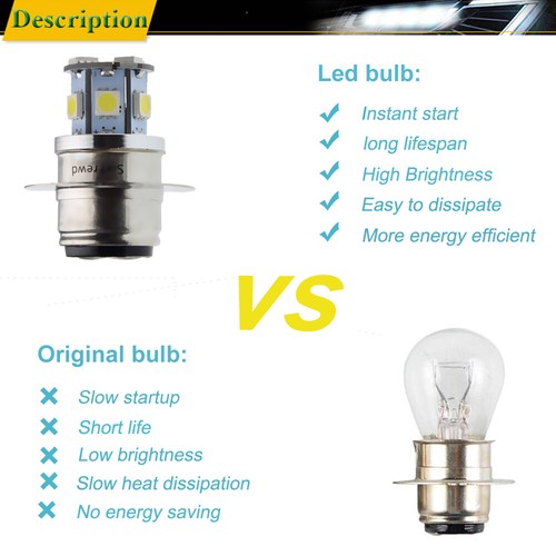 1 x P36D Motorcycle LED White Headlight High/Low Beam Light Bulb Motorbike 6V DC - Picture 5 of 11