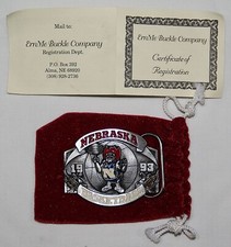 VINTAGE 1993 LIMITED EDITION NEBRASKA CORNHUSKERS BASKETBALL BELT BUCKLE