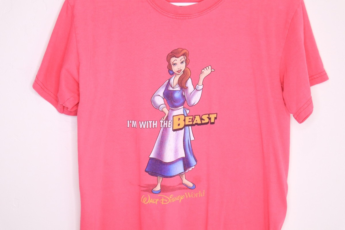 Vintage 90's I'm With The Beast Disney T-Shirt Pink Beauty Belle