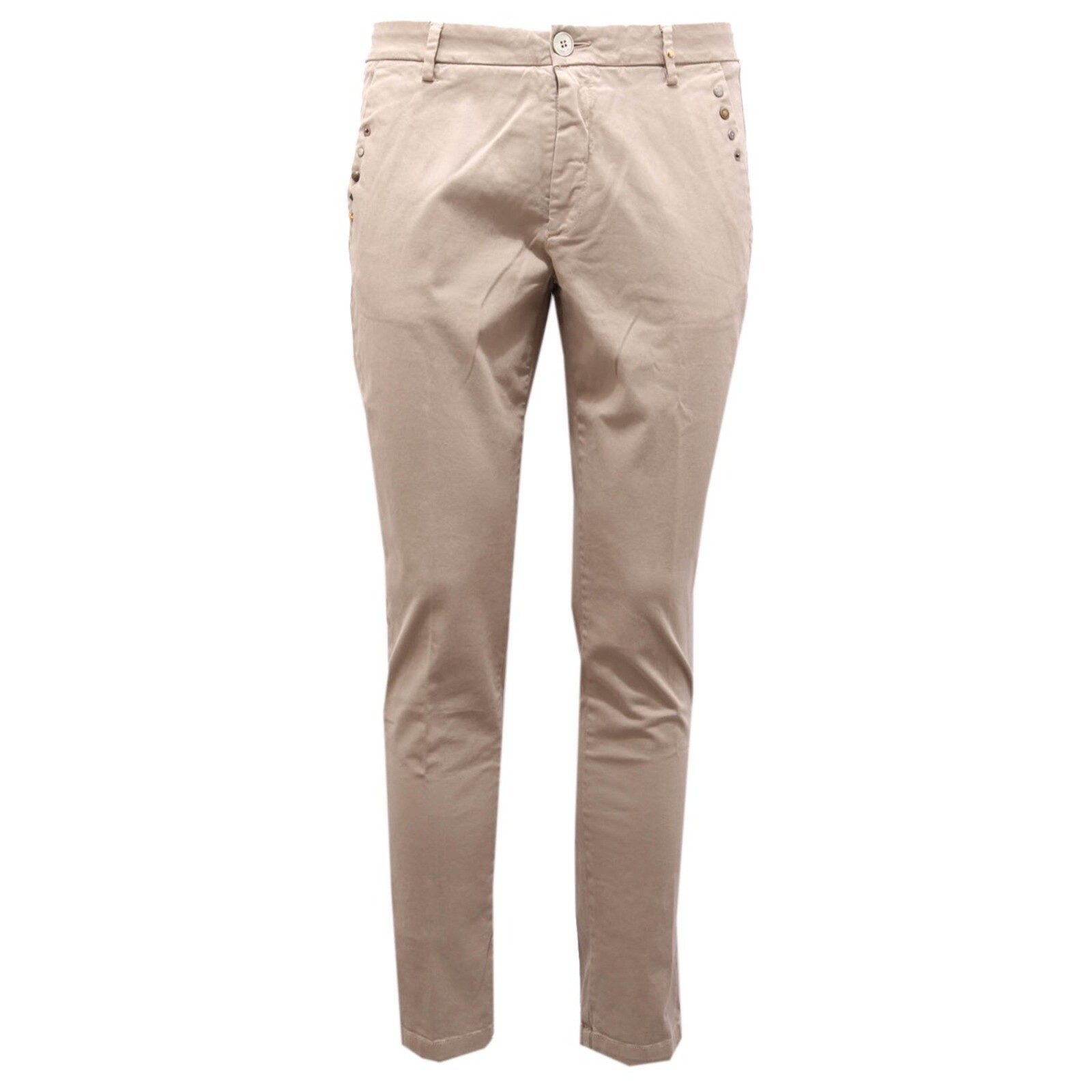 8679AG мужские брюки pantalone uomo AGLINI из бежевого хлопка с заклепками