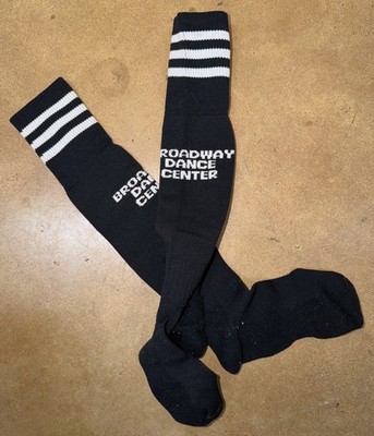 Broadway Dance Center 3-Stripe Socks Black White Compression Arch Support Medium