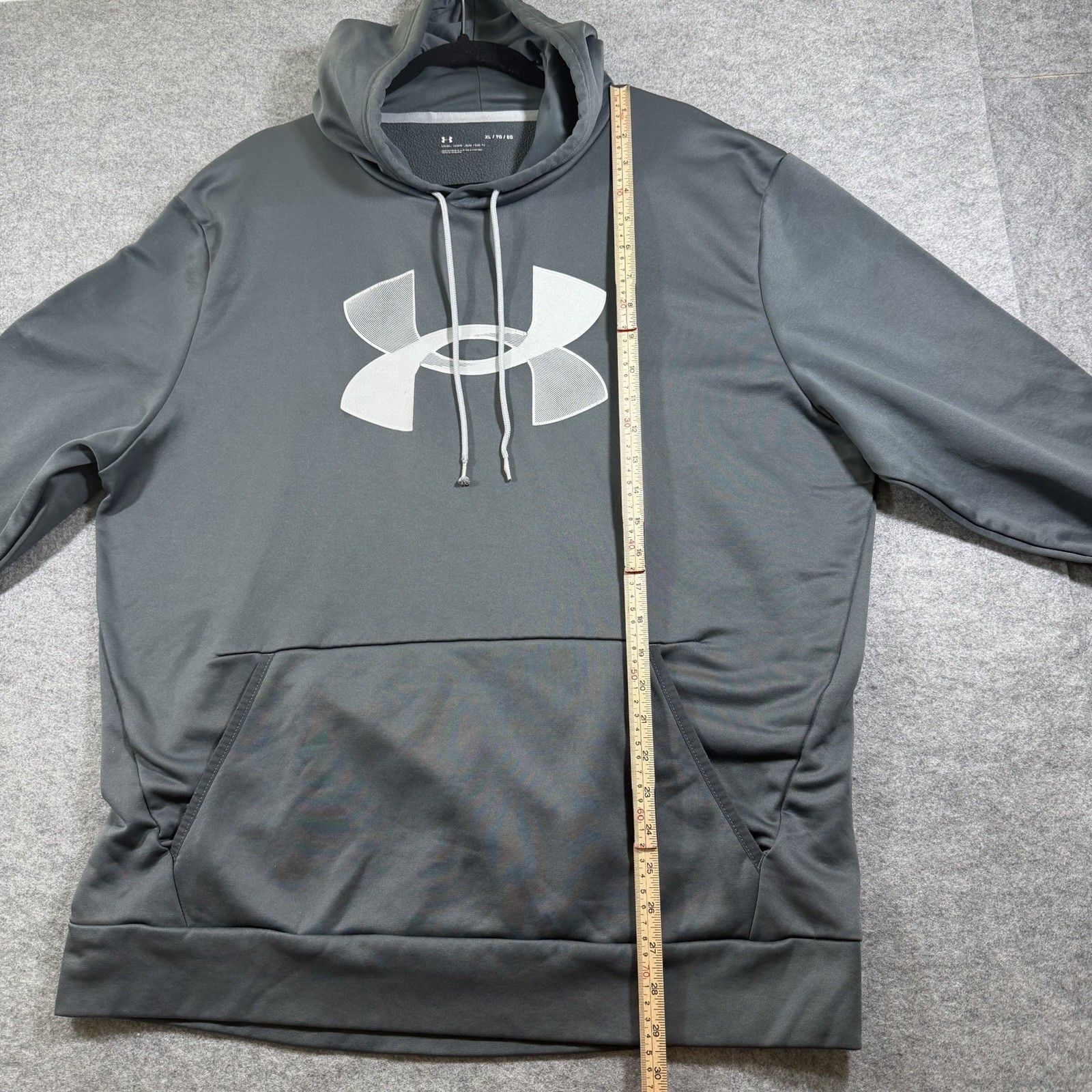 Under Armour Hoodie Mens XL Gray Big Logo Lightweight Pullover Running Training thumbnail 5