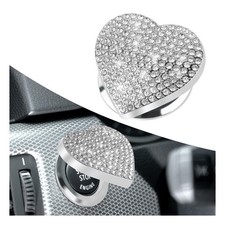 Bling Push Start Button Cover,Heart Design Engine Start Button Cover with White