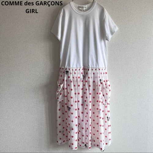 COMME des GARCONS GIRL x Disney Mickey Polka Dot Dress White S AD2021 NWT