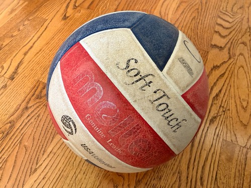 Molten Soft Touch genuine leather Volleyball Red White and Blue used