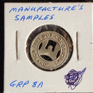 Johnson Fare Box Co. Good For One Fare. MS8A. Manufacture Sample. Our B1780
