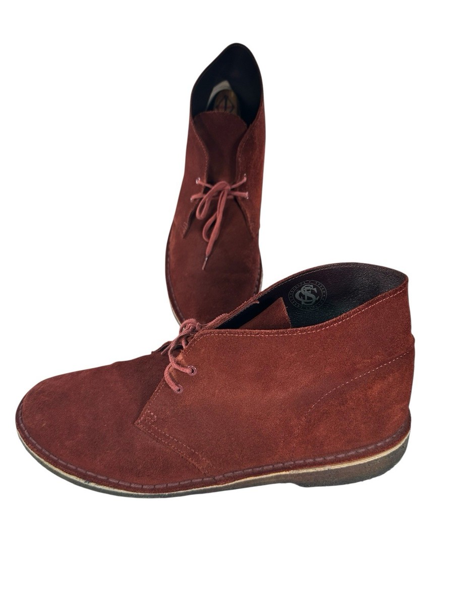 Clarks Mens 13 M Red Nubuck Leather Chukka Lace Up Ankle 