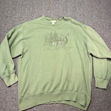 Vintage Ducks Unlimited Sweatshirt Men Large Green Crewneck Distressed Hunting