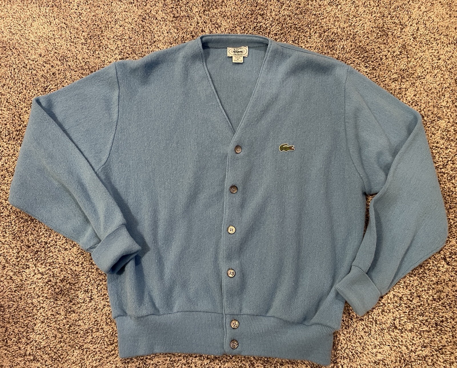 Vintage Izod Lacoste Button-up Cardigan Medium Blue Orlon Acrylic