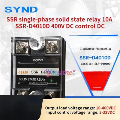 1 Pc. New SSR-D4010D SSR Single-Phase Solid State Relay 10A 400V DC Control DC