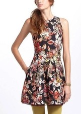 Mini Vestido Anthropologie Leifsdottir Negro Floral Brocado Talla 4 Adelita Floral